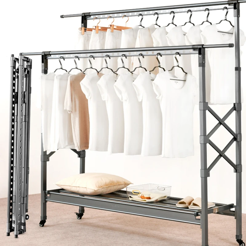 

Floor folding indoor household balcony outdoor bedroom pole bask in the quilt artifact lifting clothes drying rack