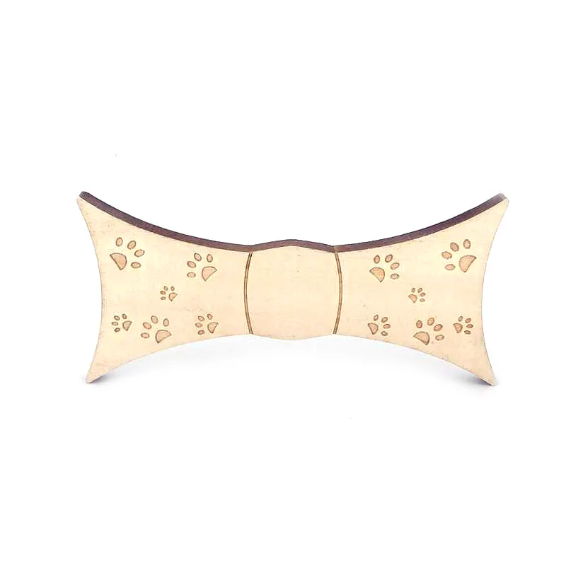 

New Men's Classic Bamboo Wood Fashion Bow Ties Dog Foot Print Cut Wooden Boys Butterfly Bow Knots Gravatas Cravat for Man Ties