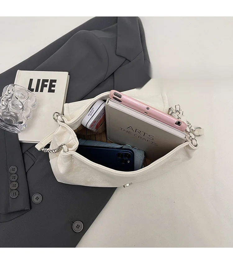 Large capacity for 2024 autumn/winter new fashionable niche women's texture chain single shoulder crossbody tote bag_voghion.com