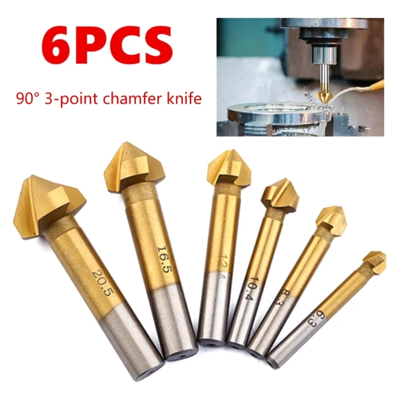 

Набор сверл с зенковкой, 6 шт., набор сверл с зенковкой 1/4 дюйма, шестигранный хвостовик, быстрорежущая сталь, 3 канавки