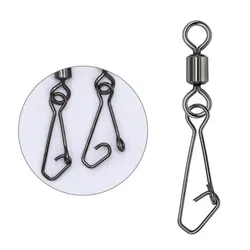 50 Pack Fishing Lure Connectors with Quick Pin Hooks and Snap Links - Size 8