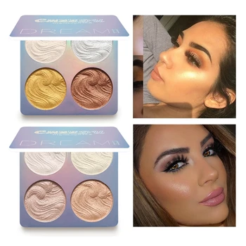 얼굴 하이라이터 팔레트 브론저 컨투어링 하이라이트 파우더, 메이크업 페이스 쉬머, 샤인 하이 라이터, 일루미나도르 메이퀼라제, 4 색