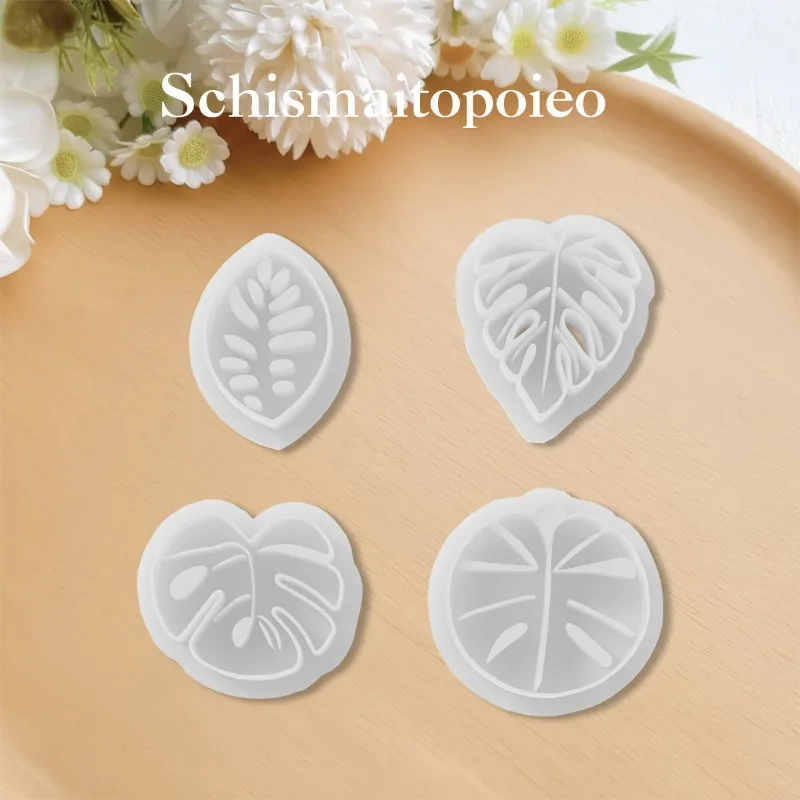 4-teiliges Set mit tropischen Blatt-Formen aus Polymer-Ton, Monstera- und Blattformen aus Ton für die Herstellung von DIY-Ohrringen und Schmuck – Detail 4