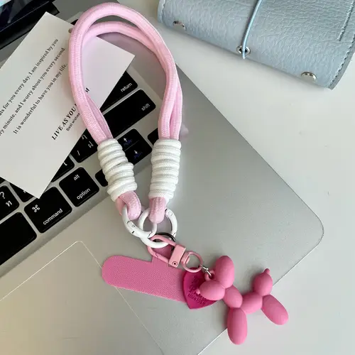 Creative Heart Balloon Dog Phone Lanyard Wrist Strap, Universal Phone Case Accessories, Anti-Slip Anti-Fall Portable Pendant - Image 3