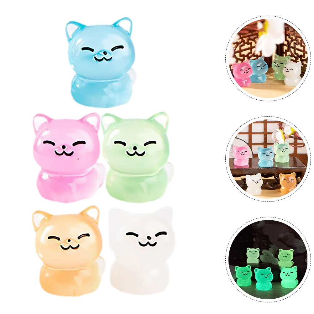 

30 шт., миниатюрные фигурки кошек из смолы, светящиеся в темноте