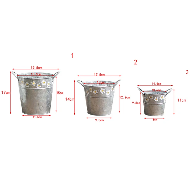 1PC Vintage Iron Flower Pot Desktop Flower Vase Plant Flowerpot Balcony Plant Bucket 6