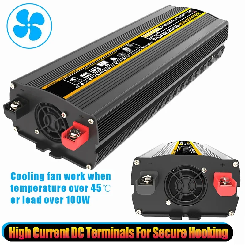 듀얼 USB 출력 순수 사인파 인버터, 12V  220V 전압 변환기, 범용 소켓 변압기, 8000, 6000, 4000, 3000W, 신제품