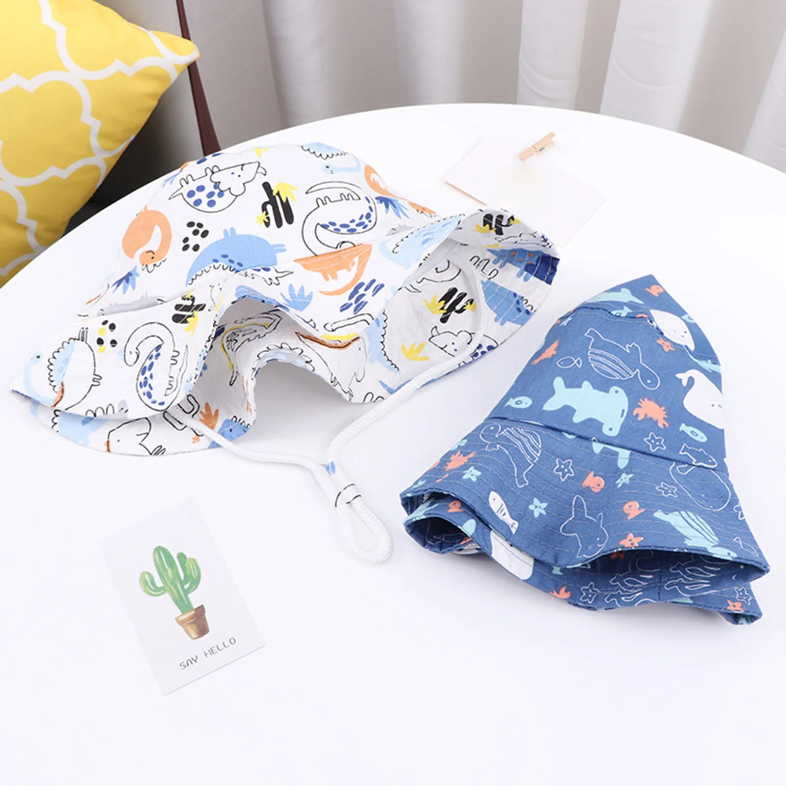Kids Adjustable Chin Strap Sun Protection Hats Summer Spring Sun Hat Cute Cartoon Outdoor Beach Bucket Cap Kid Policeman Hat