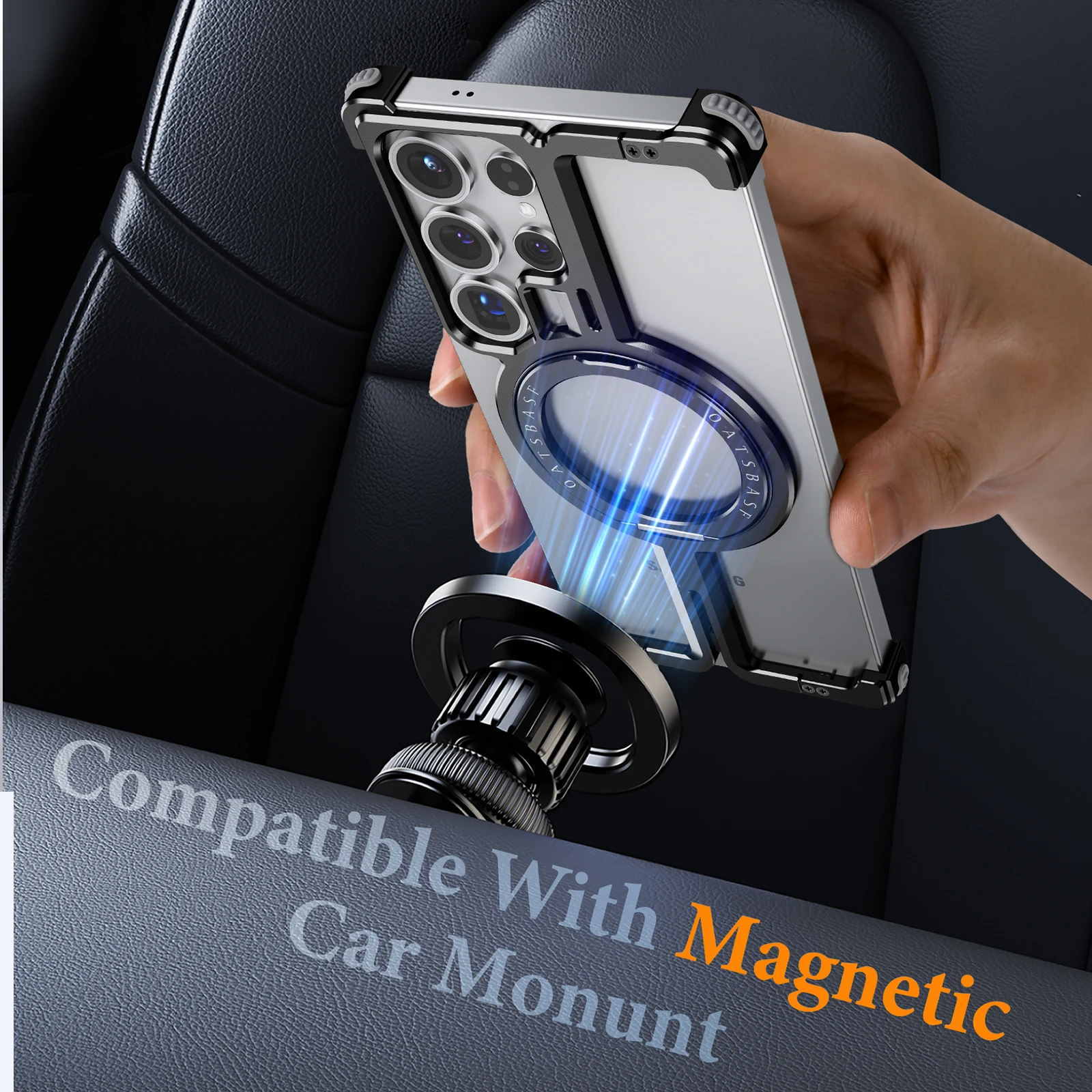 Frameless Magnetic Wireless Charging Shockproof Phone Case w/ Ring - Oatsbasf