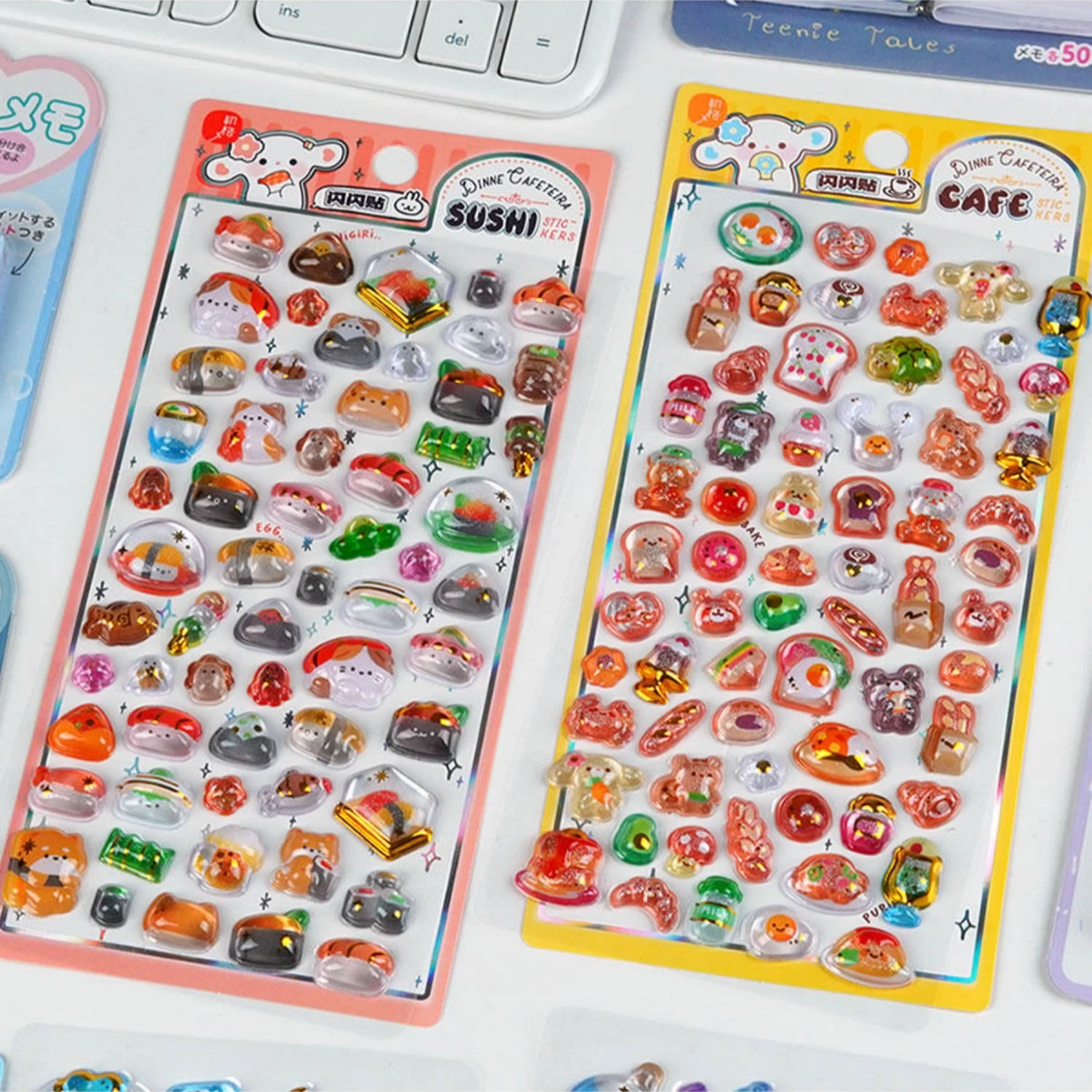 1개/4개 일본 음식 카페 드롭 3D 입체 스티커 저널링 DIY 다이어리 귀여운 문구 스티커 장식 학용품