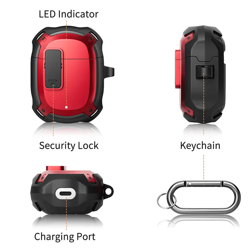Shockproof Wireless Earphone Case with Security Lock