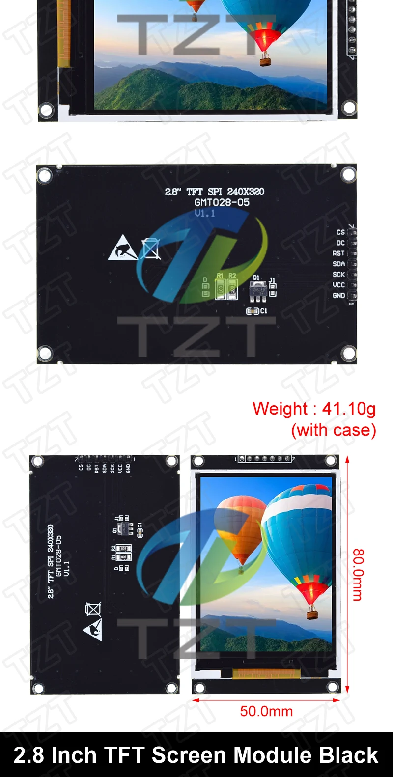 TZT 1/3PCS 1,77/2,0/2,4/2,8 Zoll TFT Farbe Bildschirm LCD Display Modul Stick ST7735 ST7789 Schnittstelle SPI 128*128 240*320 – Detail 10
