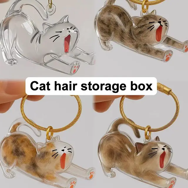 Cat Hair Storage Box Hanging Cat Keychain Pendant Backpack Cat Bag Hanging Decor Pet Hair Storage Cute Keychain Pet Souvenirs 2