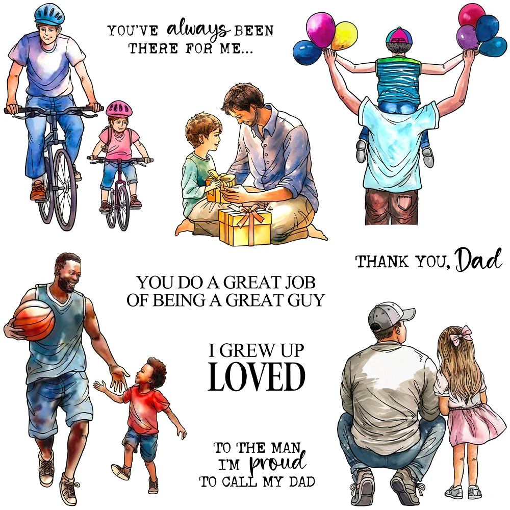 

Mangocraft Loved Dad Kids Cutting Dies Clear Stamp Father's Day DIY Scrapbooking Metal Dies Silicone Stamps For Cards Albums