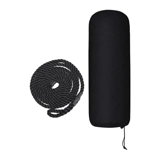 4-Pack Black Boat Fender Covers - Stretchy Polyester Covers For 6.5"x23" Twin Eye Fenders (Fenders Not Included)