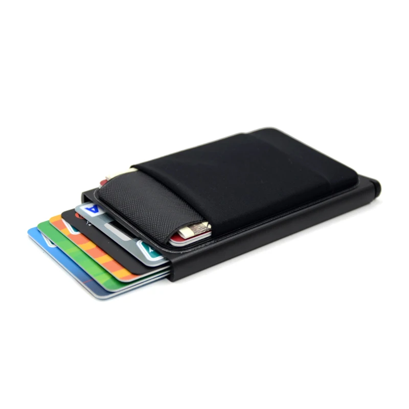 

Выдвижной Мужской кошелек с RFID-картой, мини-пакет, алюминиевая металлическая защитная сумка для хранения, умный автоматический женский кошелек, держатель для карт