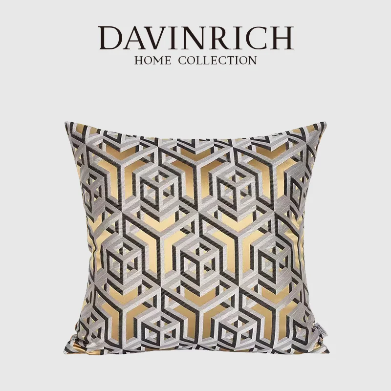 

Современная золотистая и серая наволочка DAVINRICH для подушки, объемная Геометрическая жаккардовая наволочка для дивана в гостиной, 45x45 см
