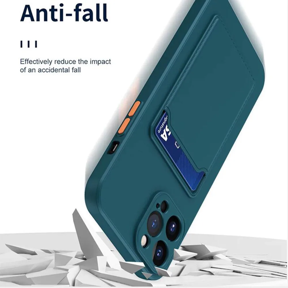Kartensteckplatz-Taschenhalter-Telefonhülle für iPhone 15 14 13 12 11 Pro Max Mini XS XR 7 8 Plus SE 2022 TPU-Geldbörse weich stoßfest_voghion.com