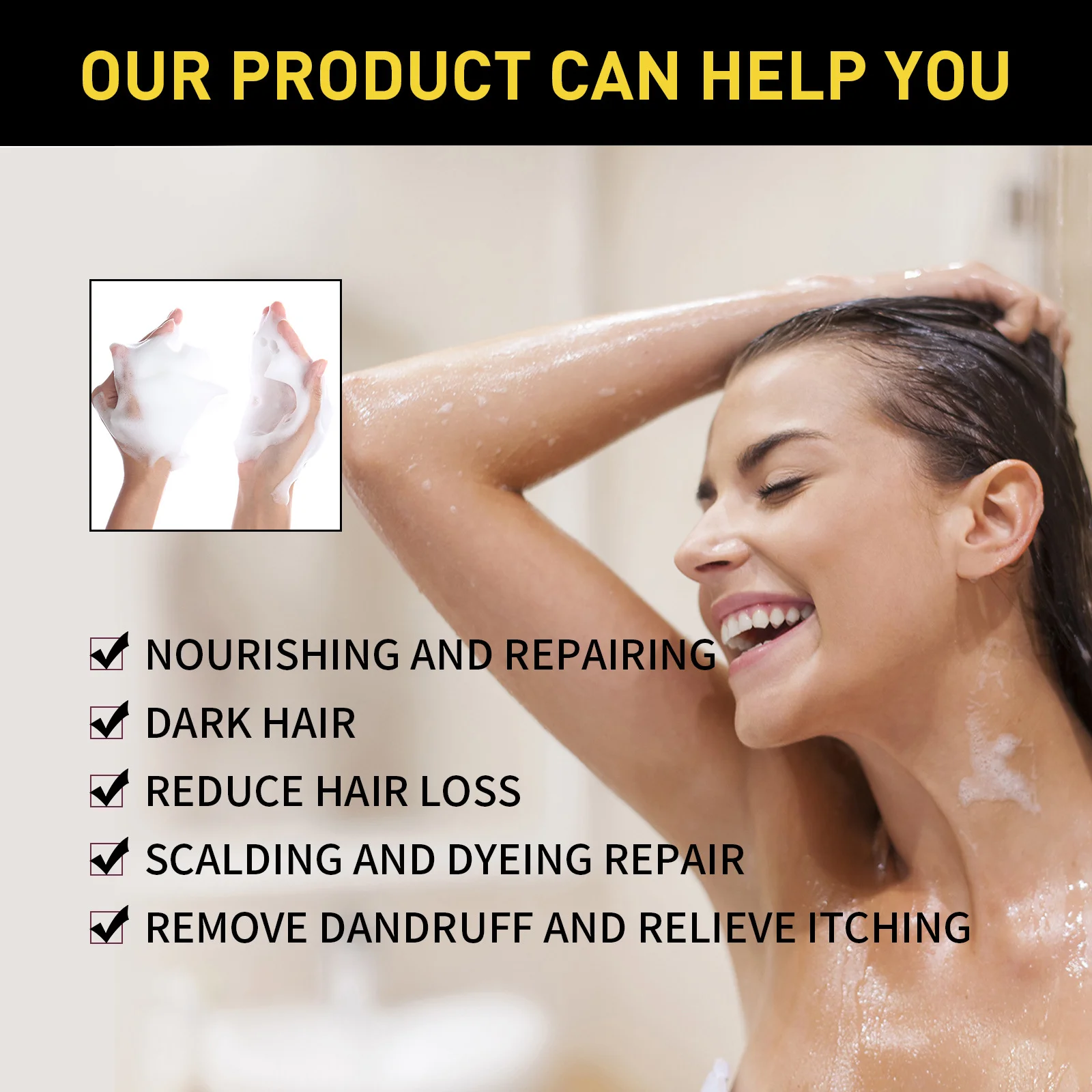 500ml Natural Herbal Hair Dye Shampoo 3 in 1 Change Hair Color Gray Hair to Dark Brown Black Deep Nourishing Fashion Hair Care 4