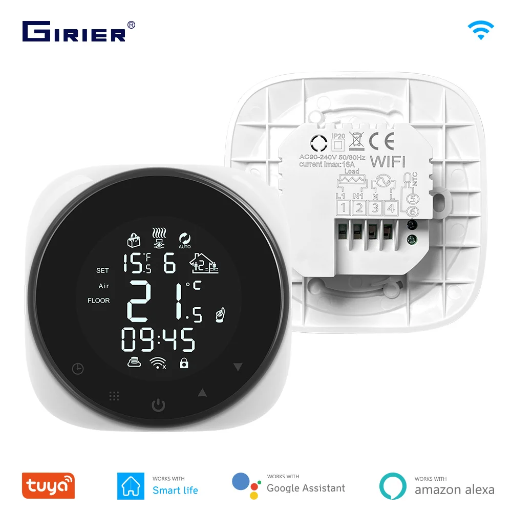 GIRIER Tuya Wifi Smart Thermostat สําหรับไฟฟ้า/น้ําเครื่องทําความร้อน/หม้อต้มแก๊สอุณหภูมิ Controller ทํางานร่วมกับ Alexa เฮ้ Google 1