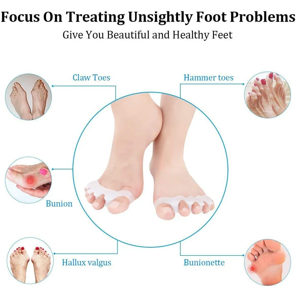 Gel Toe Spreaders Separator Silicone Bunion Correctors for Bent Claw Curved Toes Toe Straighteners for Women &Men Foot Care Tool