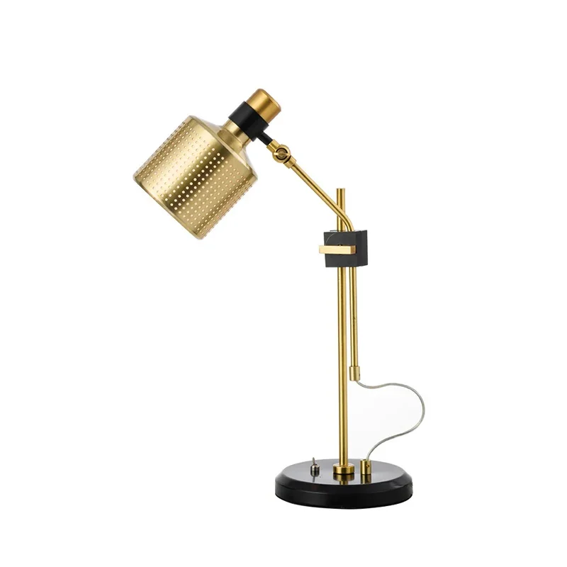 Living Room Bedroom Bedside Lamp American Retro Study Designer Gold Desk Lamp Simple Creative Desk Lamp