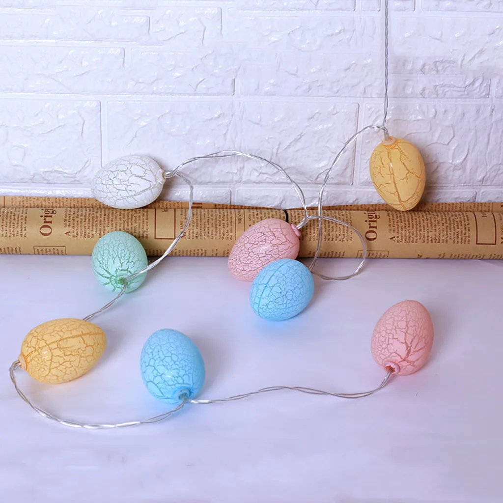 Cadena De Luces De Pascua Con 10 LEDs - Huevos De Colores, A Pilas, Temporizador 6 Horas, 1.2 Metros