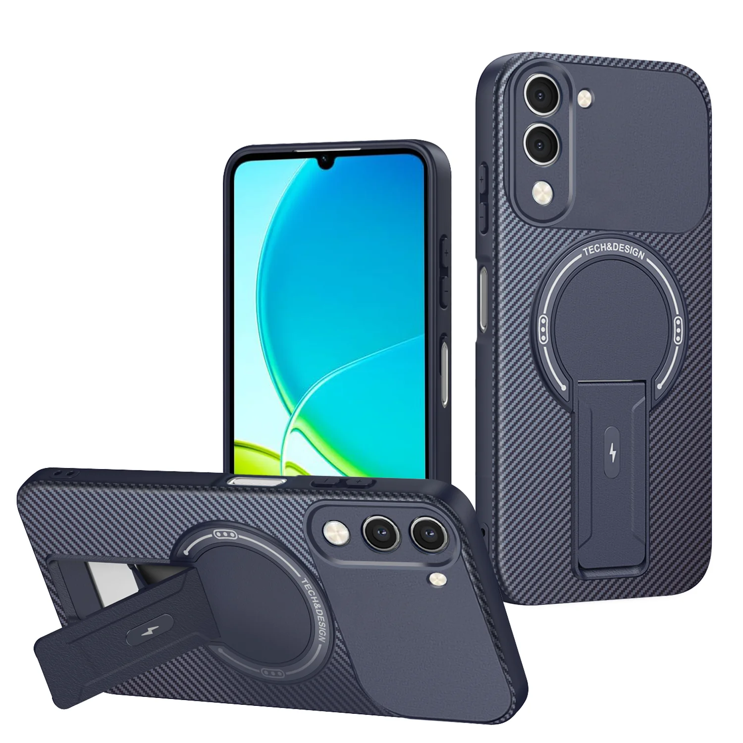 Armor Carbon Fiber Magnetic Stand Shockproof Cover