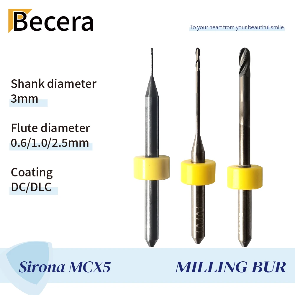 Frese Cad Cam Per Sirona Mcx5 Cerec Drills Shank 3 Mm Dimensioni 0.5 /1.0 /2.5 Per Zirconia Pmma Dental Lab Equipment