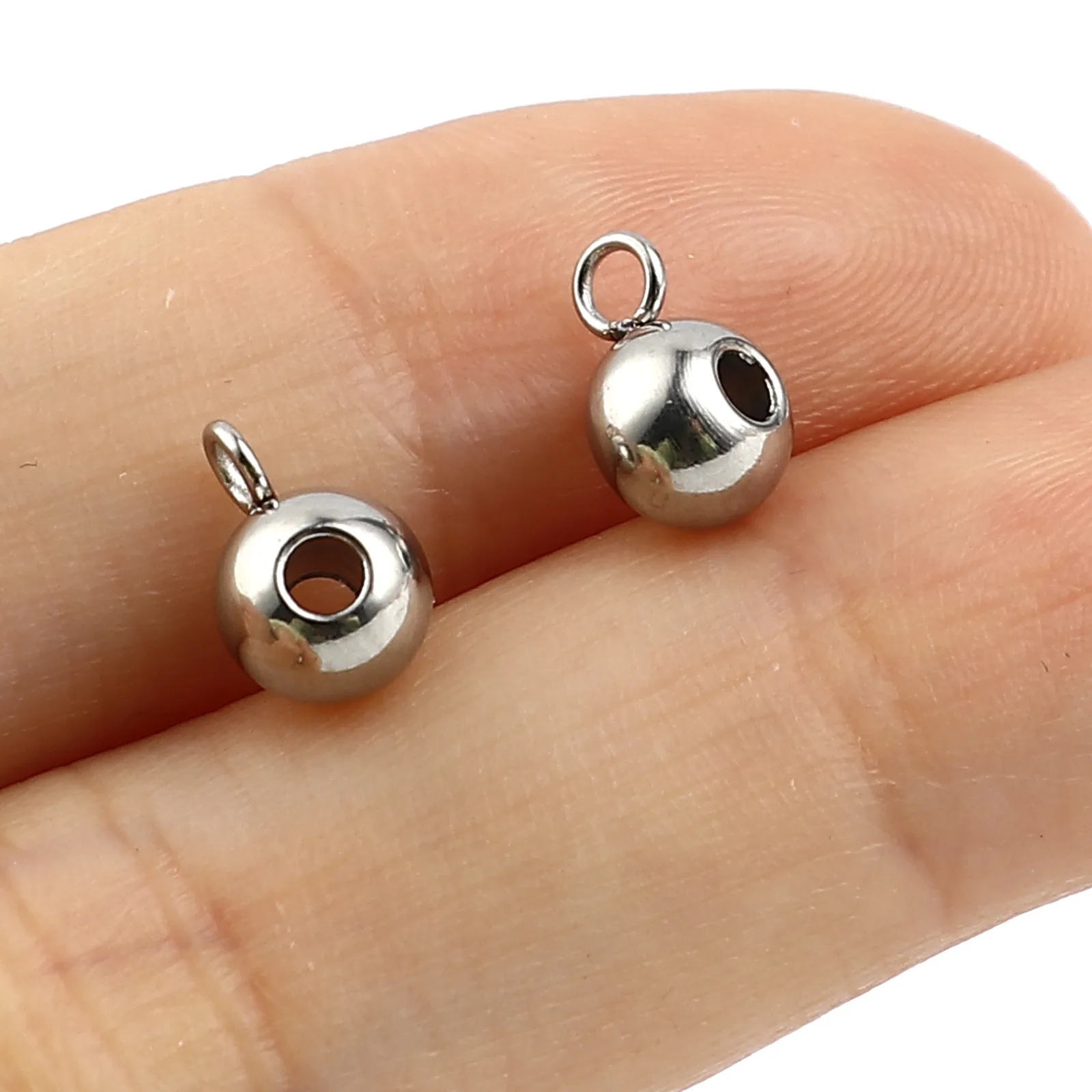 20 Stück 304 Edelstahl Perlen Kautionen Spacer Perlen für Schmuckherstellung Diy Armband Halskette Silber Farbe Kautionen Perlen 6mm Durchmesser. – Detail 3