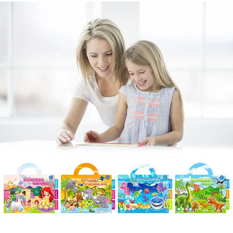 

Kids Sticker Books Removable Sticker Books Ocean & Zoo Animals Dinosaur Sticker Reusable Cartoon Animal Learning Cognition Toys