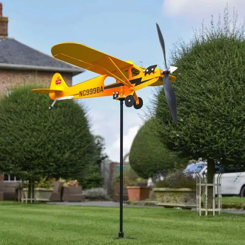 

1 Set Piper J3 Cub Airplane Weathervane, Airplane Wind Spinner Metal Weathervane Windmill, Upgrade Airplane Weather Vane Vane Fo