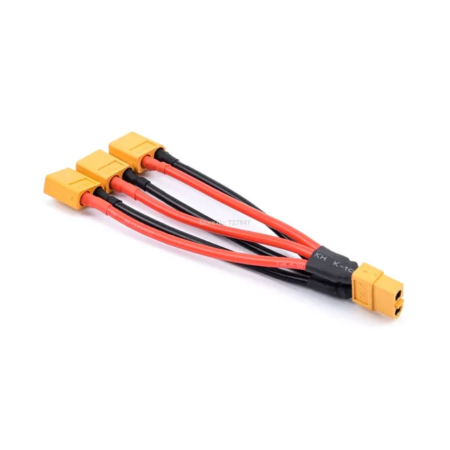 XT60 Parallel Battery Connector Male/Female Cable Dual Extension Y Splitter/ 3-Way 14AWG Silicone Wire for RC Battery Motor 1 female to 3 male