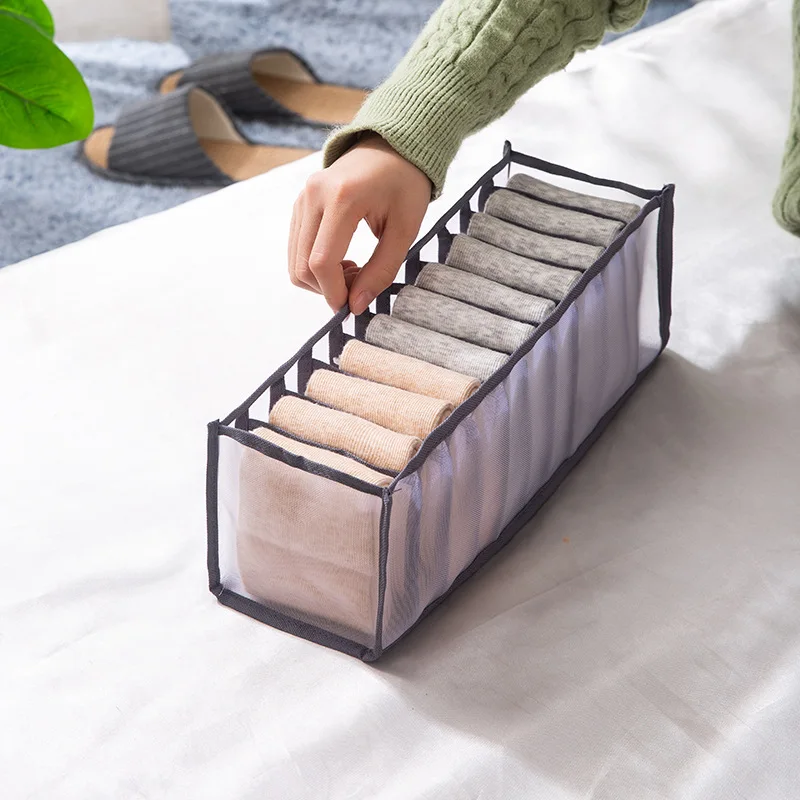 

Underwear Storage Box Transparent Mesh Clothes Storage Box Multi-grid Foldable Drawer Organizer Closet Organizer Storage Home