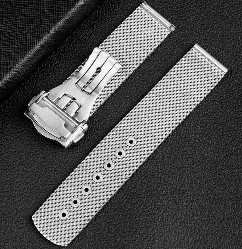 Milanese Stainless Steel Mesh Watch Band with Original Folding Buckle