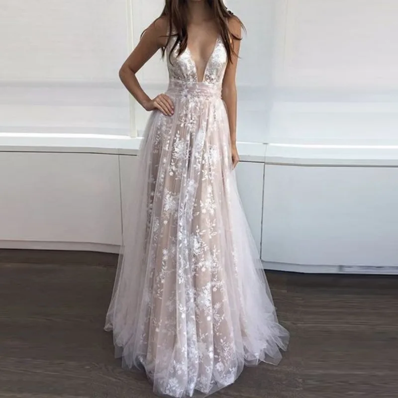 

Bohemian White Lace Dress Sexy Beach Chic Dresses Women Maxi Wedding Party Dress Summer Long Vestidos