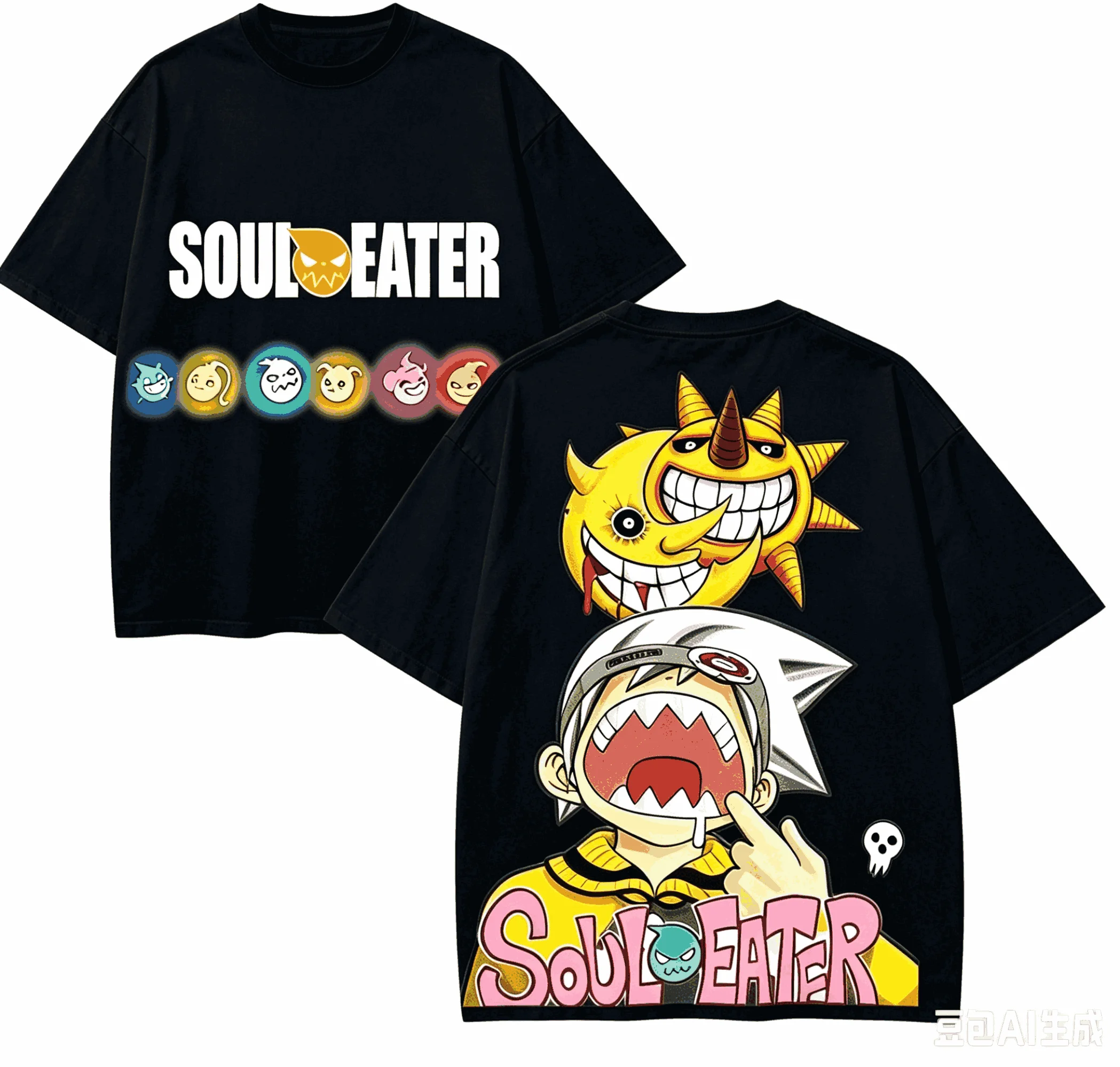 Soul Eater Anime Lover T-Shirt, Harajuku-Baumwolle, neues Modell, übergroß, Unisex, High Street, Retro-Mode, für Paare, hochwertig, weich