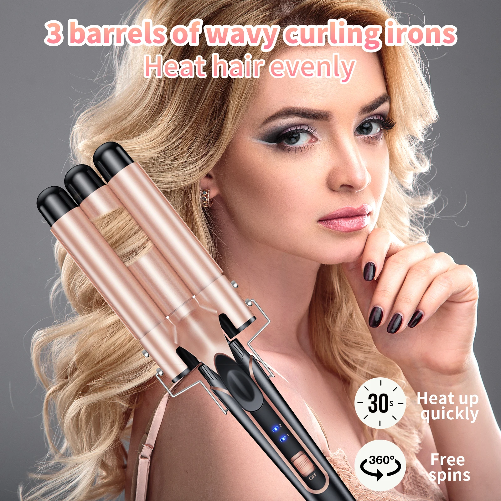 Hair Curler Hair Tools 5 in 1 Curling Iron Set with Curling Brush 0.35&rdquo;-1.25&rdquo; Hair Curler Wand for Hairstyle and Heat Resistant Gloves and Hair Clips