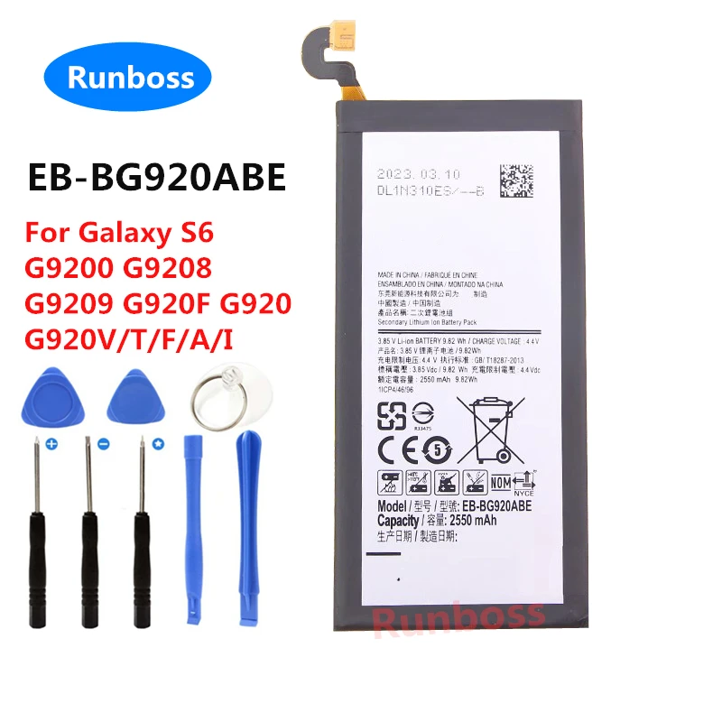 

EB-BG920ABE EB-BG920ABA 2550mAh новый высококачественный аккумулятор для телефона SAMSUNG Galaxy S6 G9200 G9208 G9209 G920F G920 G920V/T/F/A/I