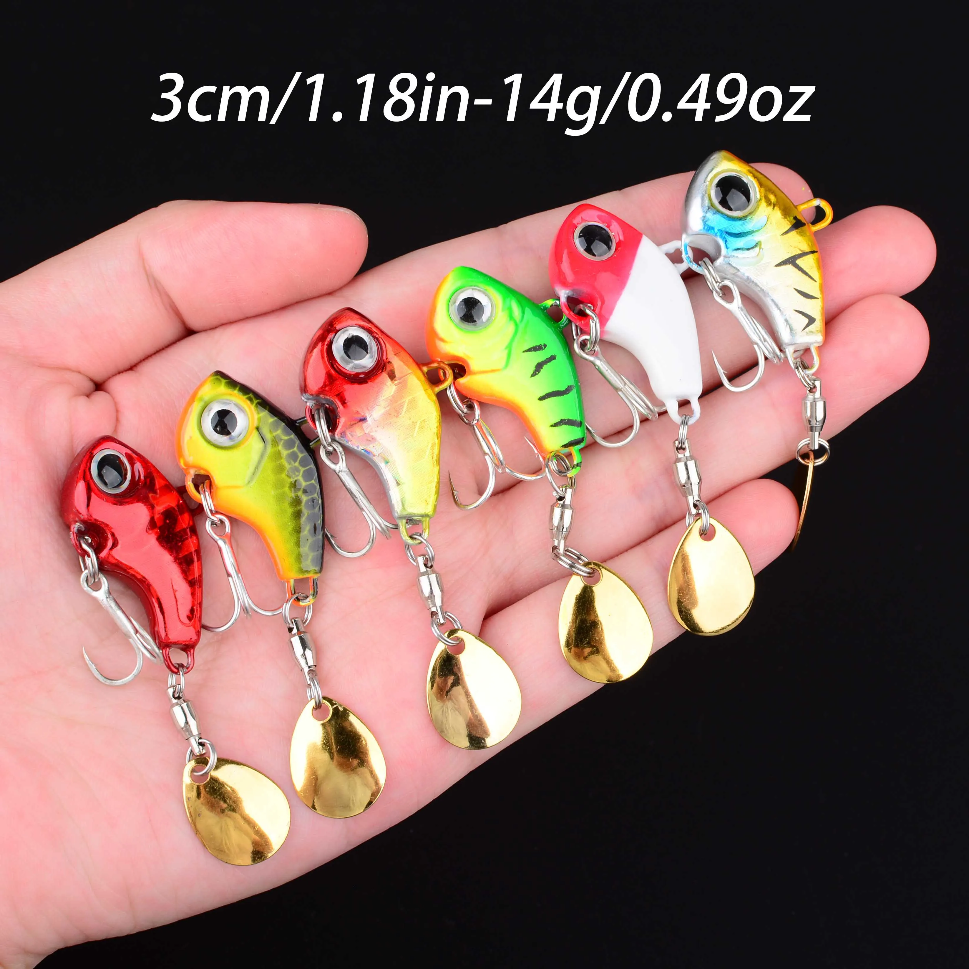 6 Stück rotierender VIB-Vibrationsköder aus Metall, Spinner-Löffel, Angelköder, Jigs, Forellen-Winterangeln, harte Köder, Tackle Pesca – Detail 10