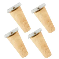 Solid Wood Furniture Legs - Set of 4 | Non-Slip Support for Sofa, Table, Cabinet, and Wardrobe (Straight foot 8cm)