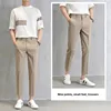European Style Men's Cropped Pants Straight Legs Slimming Casual Korean Version Small Foot Pants Suit For Men 5