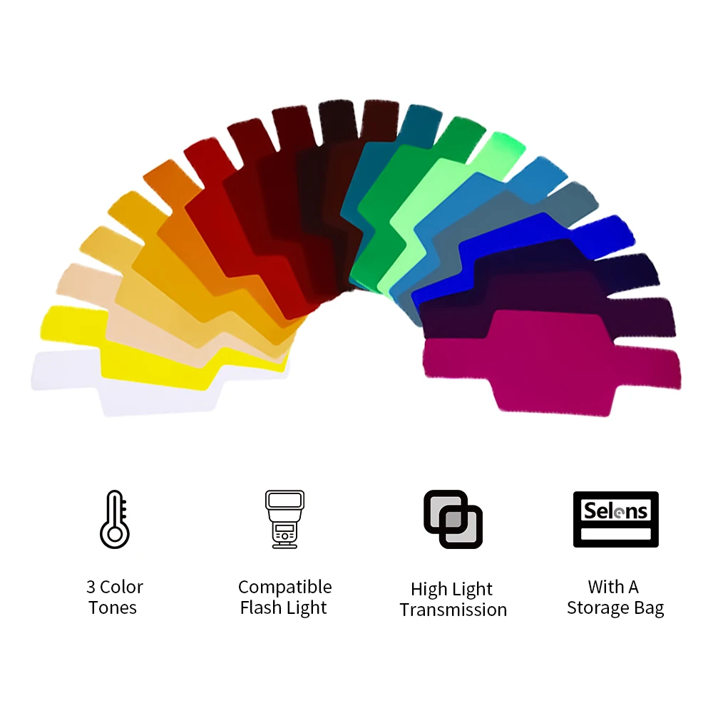 20pcs Flash Gel Color Filters Photo Studio Kits Photography Accessories Speedlight Lighting Camera Flash