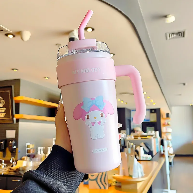 

Sanrios аниме Kawaii My Melody соломенная чашка изоляционная чашка для девочек офисная чашка для воды 860 мл большая емкость двойной питьевой Рождественский подарок