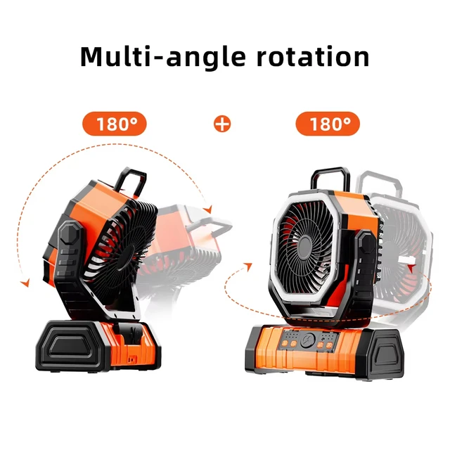 20000mAh Battery Operated Fan Portable Rechargeable Desk/Camping Fan with LED Light and Hook Outdoor Fan for Tent Car Trip 4