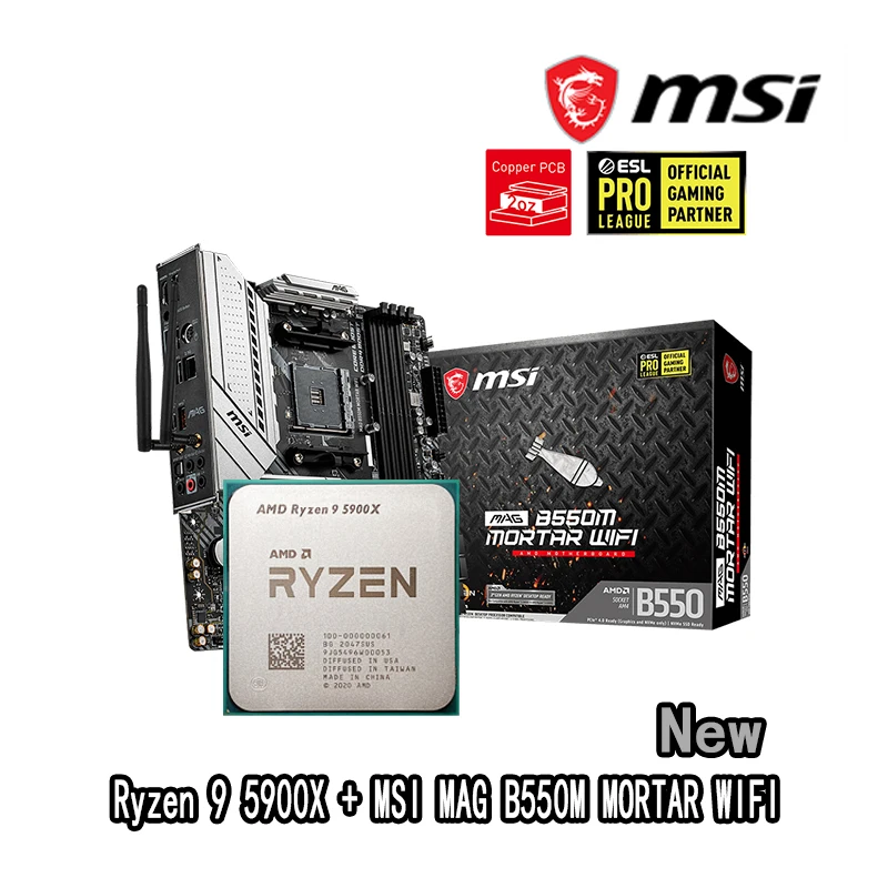 Amd Ryzen 9 5900x R9 5900x Cpu + Msi Mag B550m Mortar Wifi Motherboard Suit Socket Am4 All New