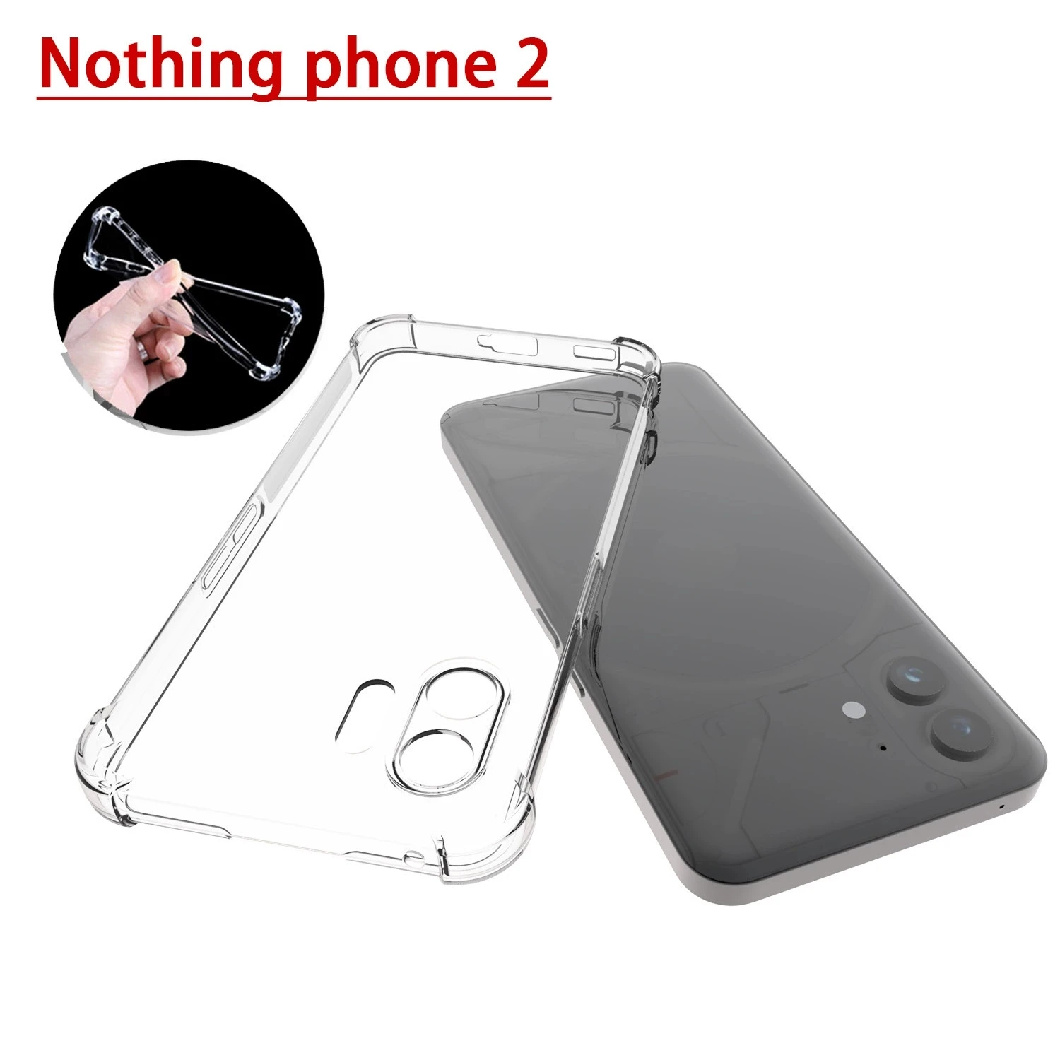 Funda stoßfeste, transparente Silikonhülle für Nothing 2, transparente Hülle für Nothing Phone 2 Cover – Detail 4