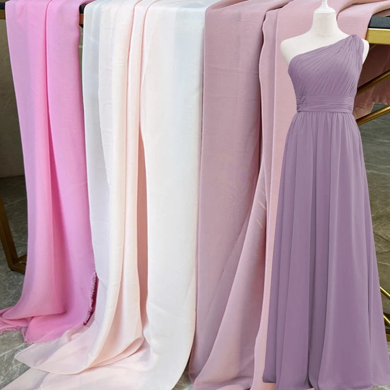 Elegant Purple Red Chiffon Georgette Fabric