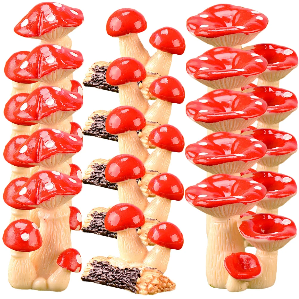 

Tiny Mushrooms Miniature Figurines Mushroom Decor Mushroom Statue Ornament Micro Landscape Resin Mini Mushroom Ornaments