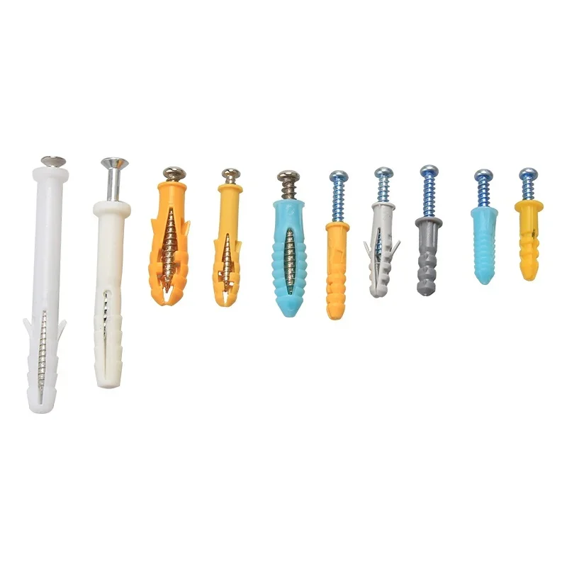 200pcs/box M4 M5 Plastic Expansion Drywall Anchor Screw Self-tapping Screw Set Stainless Steel Pipe Wall Plug Glue Plug